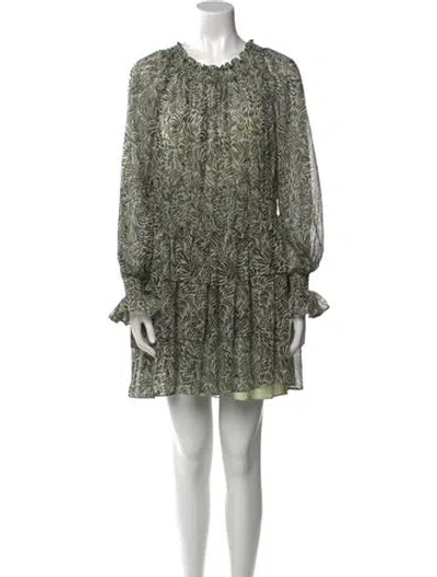Pre-owned Cinq À Sept Printed Mini Dress In Green