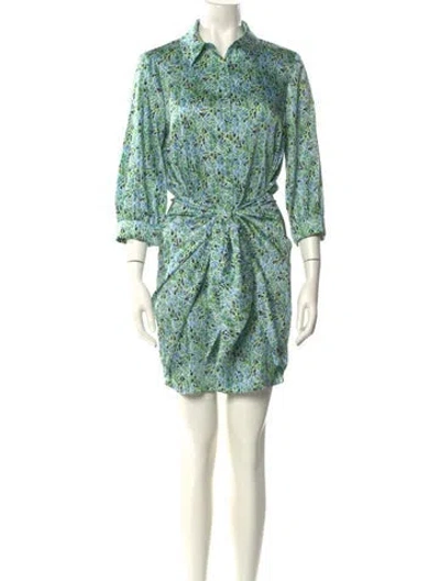 Pre-owned Cinq À Sept Printed Mini Dress In Green