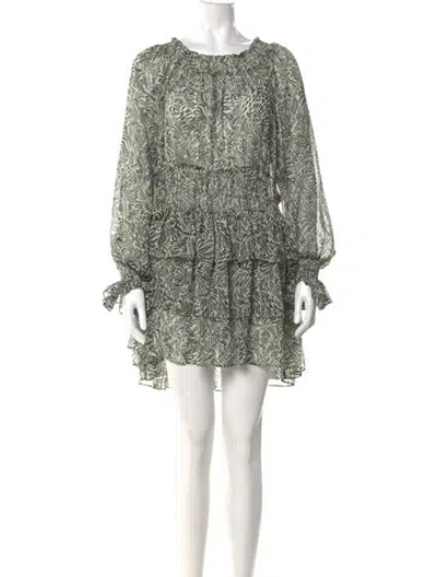 Pre-owned Cinq À Sept Printed Mini Dress In Green