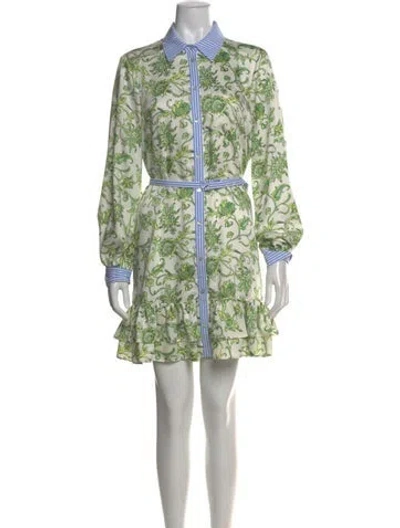 Pre-owned Cinq À Sept Printed Mini Dress In Green