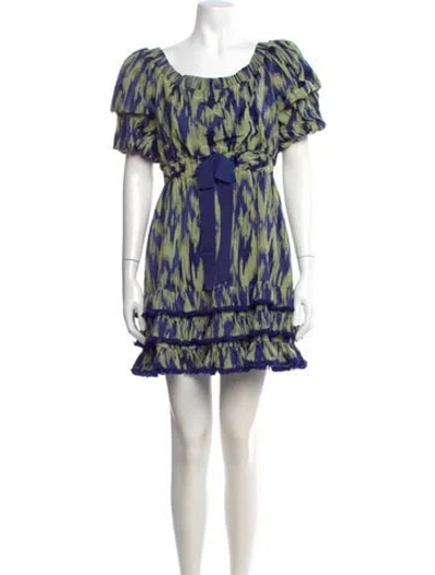 Pre-owned Cinq À Sept Printed Mini Dress In Green