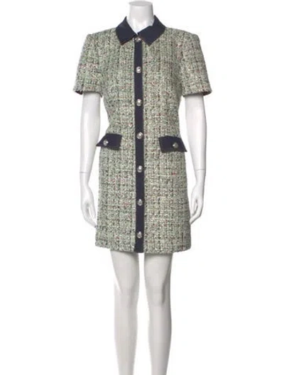 Pre-owned Cinq À Sept Printed Mini Dress In Green