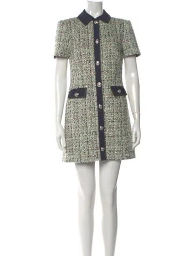 Pre-owned Cinq À Sept Printed Mini Dress In Green
