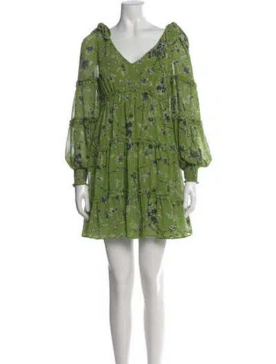 Pre-owned Cinq À Sept Printed Mini Dress In Green