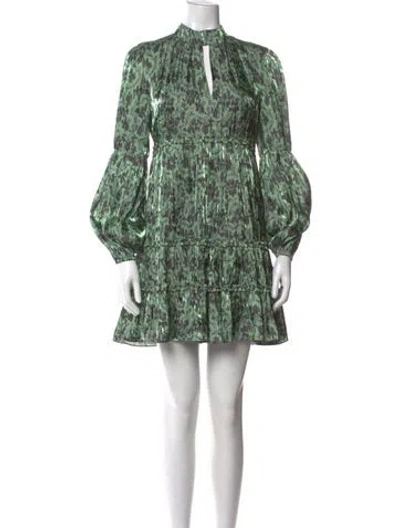 Pre-owned Cinq À Sept Printed Mini Dress In Green