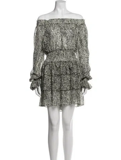 Pre-owned Cinq À Sept Printed Mini Dress In Green