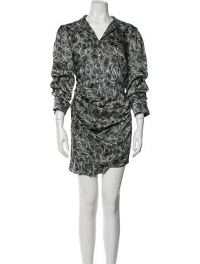 Pre-owned Cinq À Sept Printed Mini Dress In Green