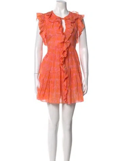 Pre-owned Cinq À Sept Printed Mini Dress In Orange