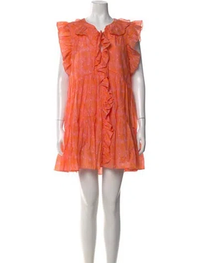 Pre-owned Cinq À Sept Printed Mini Dress In Orange