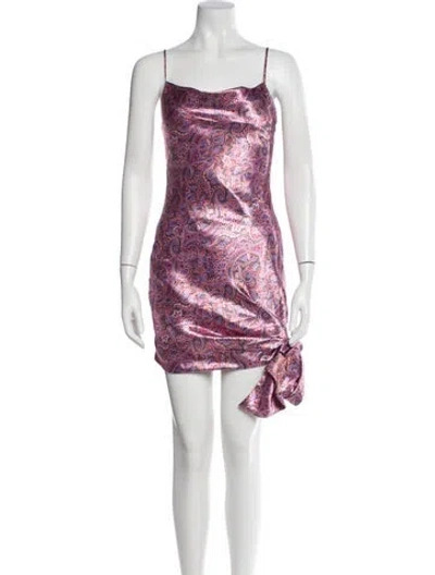 Pre-owned Cinq À Sept Printed Mini Dress In Purple