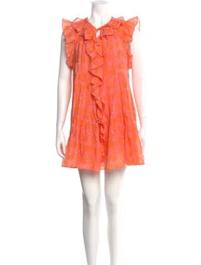 Pre-owned Cinq À Sept Printed Mini Dress W/ Tags In Orange