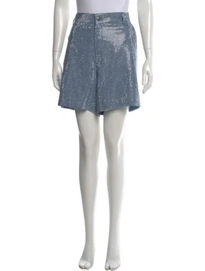 Pre-owned Cinq À Sept Printed Mini Shorts In Blue