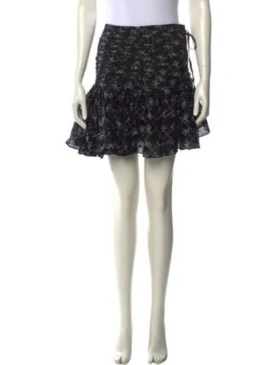 Pre-owned Cinq À Sept Printed Mini Skirt In Black