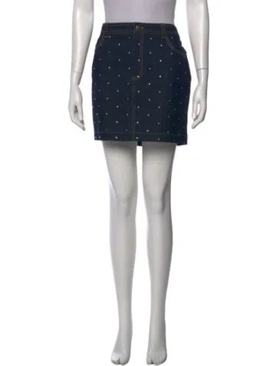 Pre-owned Cinq À Sept Printed Mini Skirt In Blue