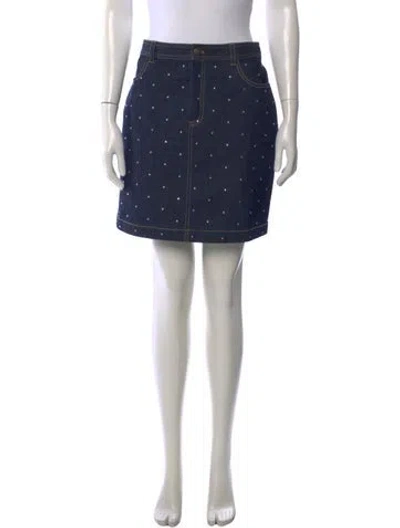 Pre-owned Cinq À Sept Printed Mini Skirt In Blue
