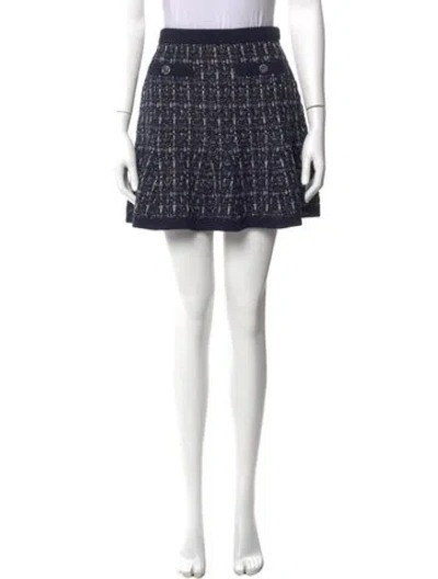 Pre-owned Cinq À Sept Printed Mini Skirt W/ Tags In Blue