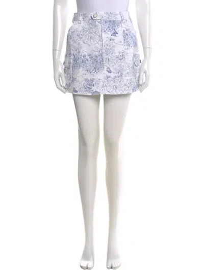 Pre-owned Cinq À Sept Printed Mini Skirt In White