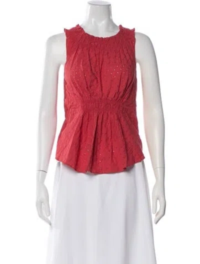 Pre-owned Cinq À Sept Printed Scoop Neck Top In Pink