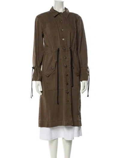 Pre-owned Cinq À Sept Printed Trench Coat In Brown