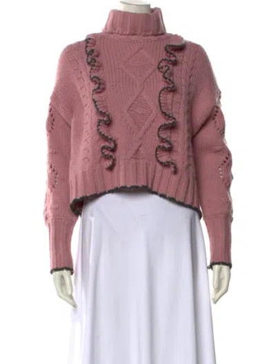 Pre-owned Cinq À Sept Printed Turtleneck Sweater In Pink