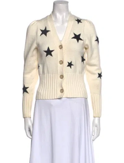 Pre-owned Cinq À Sept Printed V-neck Sweater In Neutral