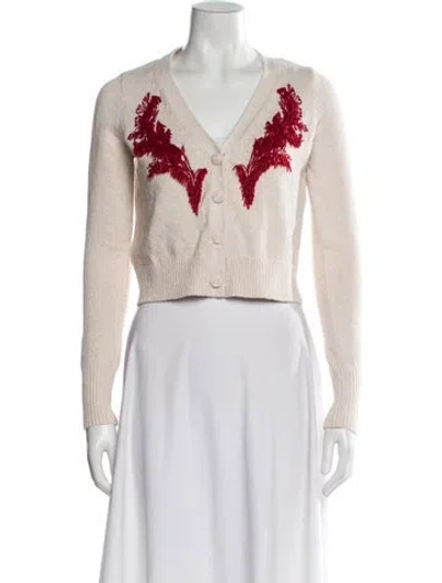 Pre-owned Cinq À Sept Printed V-neck Sweater In Neutral