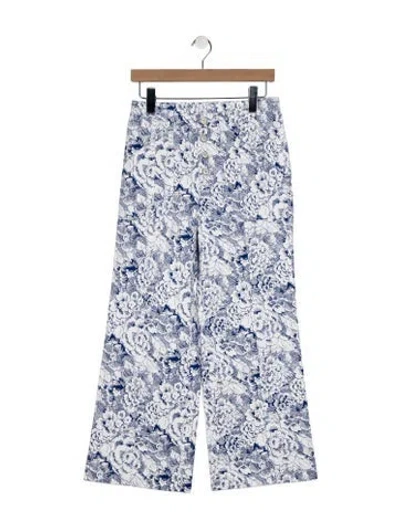 Pre-owned Cinq À Sept Printed Wide Leg Pants In Blue