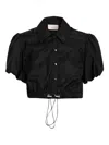 Cinq À Sept Puff-sleeve Crop-length Shirt In Black