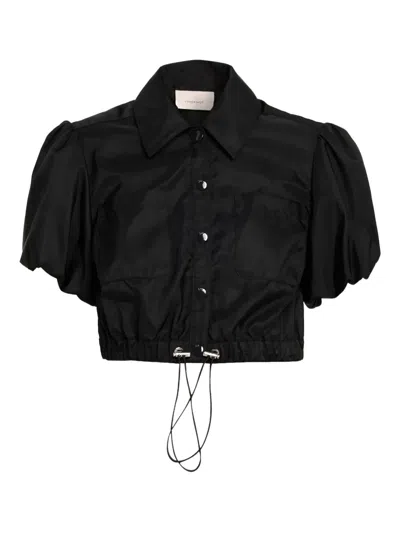 CINQ À SEPT PUFF-SLEEVE CROP-LENGTH SHIRT