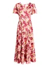 Cinq À Sept Katlin Trailing Hibiscus Midi Dress In Pink
