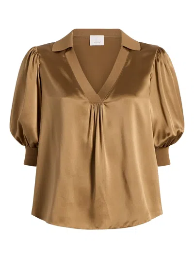 CINQ À SEPT PUFF-SLEEVE V-NECK TOP