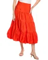 Cinq À Sept Pyper Tiered Bubble-hem Midi Skirt In Orange