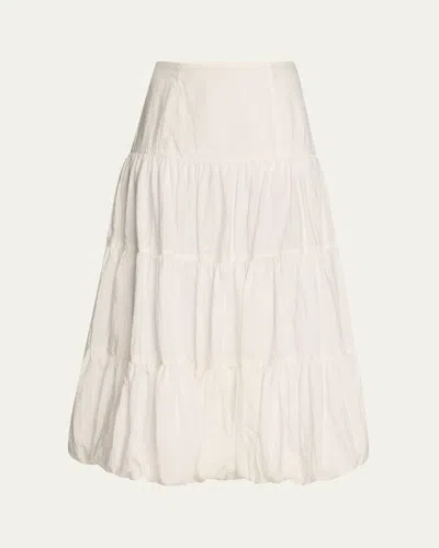 Cinq À Sept Pyper Tiered Bubble-hem Midi Skirt In White