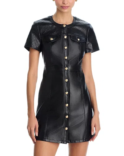 Cinq À Sept Layla Quilted Buttoned Mini Dress In Black