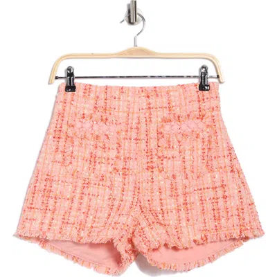 Cinq À Sept Racquel Lucie Bouclé Tweed Shorts In Orange