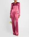 Cinq À Sept Rainer Mid Rise Wide Leg Pant In Dark Ube In Pink