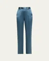 Cinq À Sept Rainer High-rise Straight-leg Satin Pants In Nightfall
