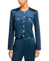 Cinq À Sept Rainer Cropped Satin Jacket In Nightfall
