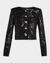 Cinq À Sept Randi Cropped Sequin Jacket In Black