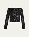Cinq À Sept Randi Cropped Sequin Jacket In Black