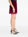 Cinq À Sept Cinq A Sept Luna Velvet Feather Trim Mini Skirt In Red