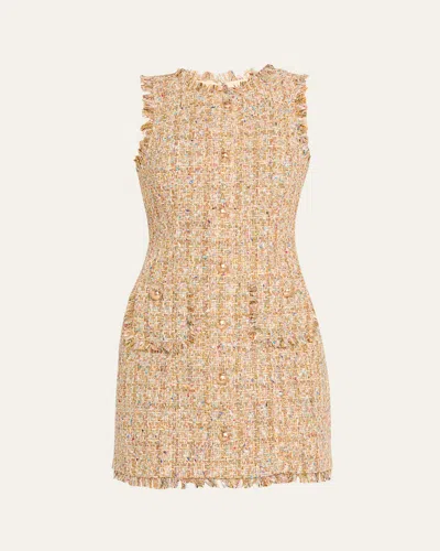 Cinq À Sept Randi Sleeveless Bouclé Mini Dress In Nude