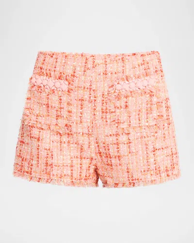 CINQ À SEPT RAQUEL BEADED BOUCLÉ SHORTS