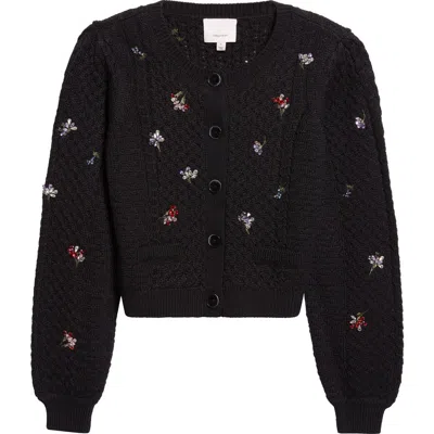 Cinq À Sept Rasa Beaded Cardigan In Black