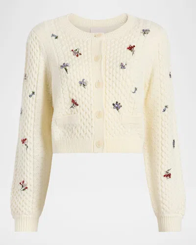 CINQ À SEPT RASA EMBELLISHED CROPPED CARDIGAN