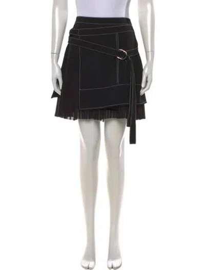 Pre-owned Cinq À Sept Raw-edge Trim Mini Skirt In Black