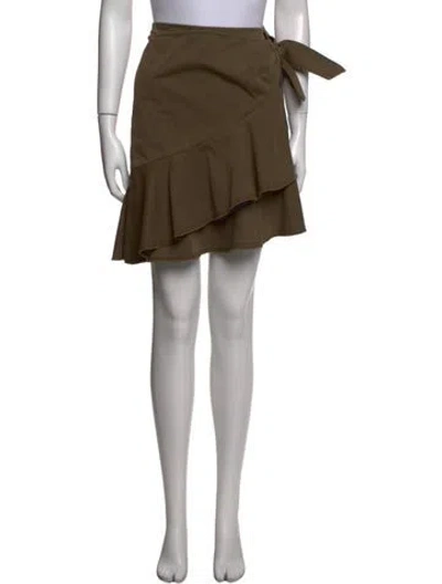 Pre-owned Cinq À Sept Raw-edge Trim Mini Skirt In Brown