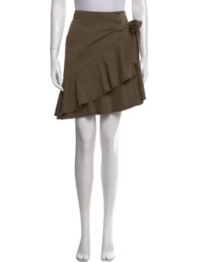 Pre-owned Cinq À Sept Raw-edge Trim Mini Skirt In Green