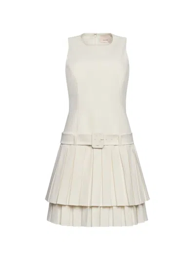 Cinq À Sept Reena Pleat Detail Sleeveless Dress In White