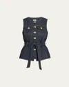 Cinq À Sept Reenee Belted Denim Vest In Indigo